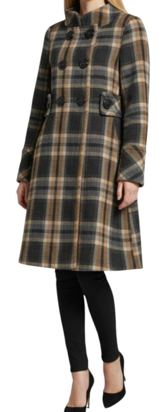 ZARA Plaid Wool Blend Overcoat Size XS